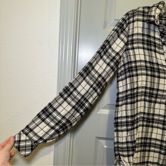 Gap Black/White Plaid Popover Tunic Flannel Top size S - Picture 6 of 10